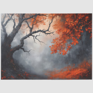 Misty Autumn Forest met Crimson Leaves Decoupage Tissuepapier