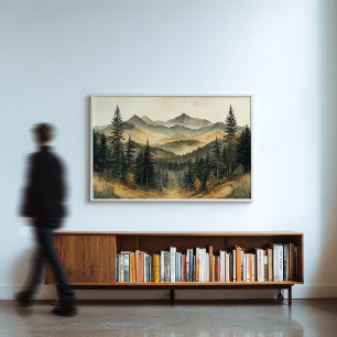 Misty Autumn Forest - Zen Natuur Wall Art Print Perfect Poster