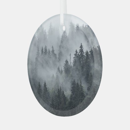 Misty berglandschap stijl glas ornament (Voorkant links)