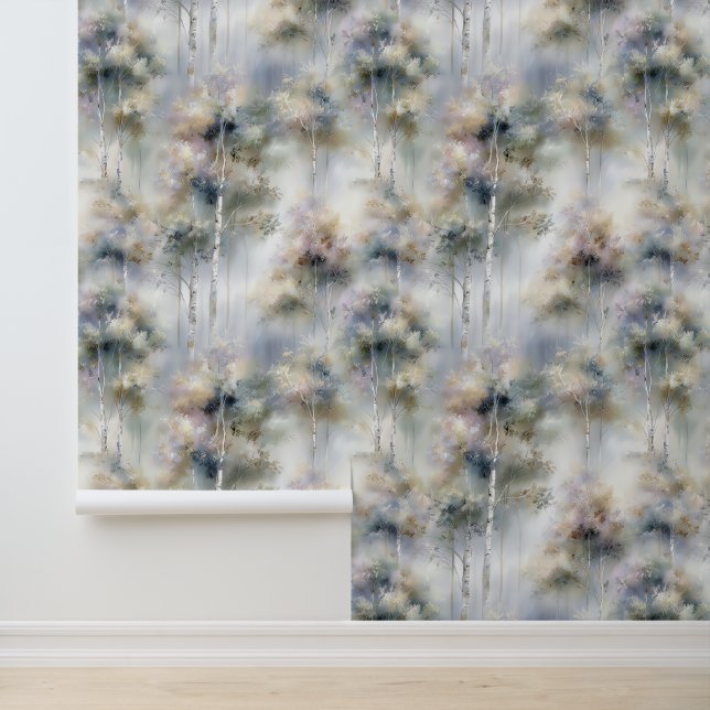Misty Birch Forest-behang Behang (Applicatie)