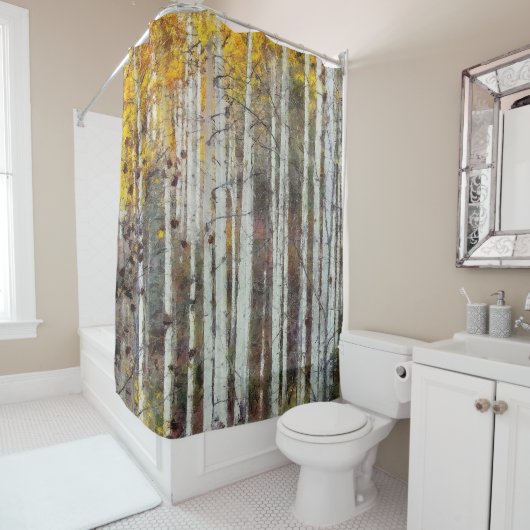 Misty Birch Forest Douchegordijn (In situ)