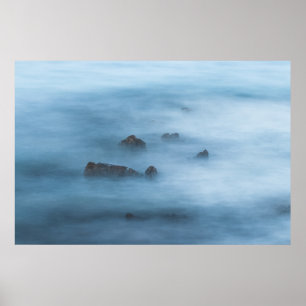 Misty blue long exposure of rocks in zee poster