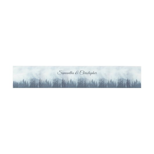 Misty Blue Pine Tree Forest rustieke bruiloft Uitnodigingen Wikkel (Vlak)