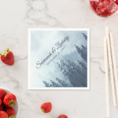 Misty Blue Pine Trees Rustic Waterverf Wedding Servet (Insitu)