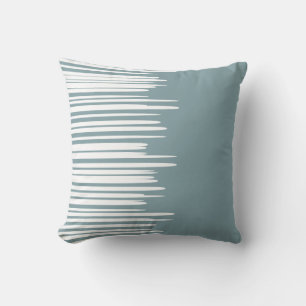 Misty Blue Uneven White Lines Modern Sierkussen