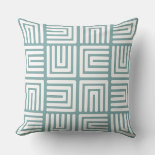Misty Blue White Square Humps Kussen