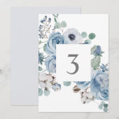 Misty Blues Bloemen Rozen Anemonen Tafel Kaarten (Voorkant / Achterkant)