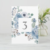 Misty Blues Bloemen Rozen Anemonen Tafel Kaarten (Staand voorkant)