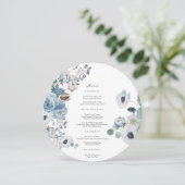 Misty Blues Rozen Anemones Circle Menu Kaart (Staand voorkant)