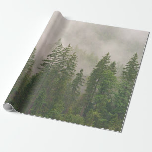 Misty Foggy Forest Bomen Cadeaupapier