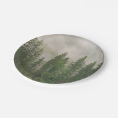 Misty Foggy Forest Bomen Papieren Bordje (Gekanteld)