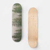 Misty Foggy Forest Bomen Skateboard (Voorkant)