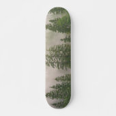Misty Foggy Forest Bomen Skateboard (Voorkant)