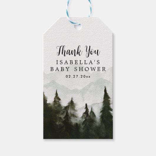 Misty Forest Baby shower Dank u Cadeaulabel (Voorkant)