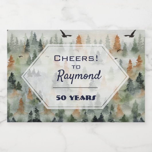 Misty Forest Birthday Mini Likeurfles Etiket (Enkel label)