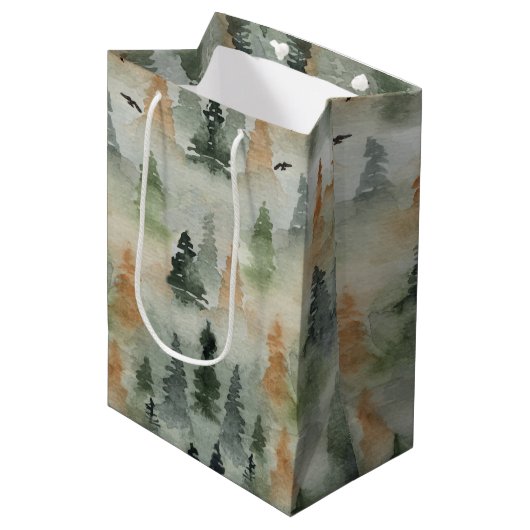 Misty Forest Birthday | PensioenMEDIUM Cadeau Medium Cadeauzakje (Voorkant Gekanteld)