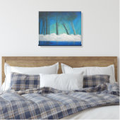Misty Forest Blue River Reflections Canvas Afdruk (Insitu (Slaapkamer))