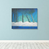 Misty Forest Blue River Reflections Canvas Afdruk (Insitu (Houten vloer))