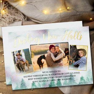 Misty Forest Decing New Halls Calligraphy 3 Foto Folie Feestdagenkaart