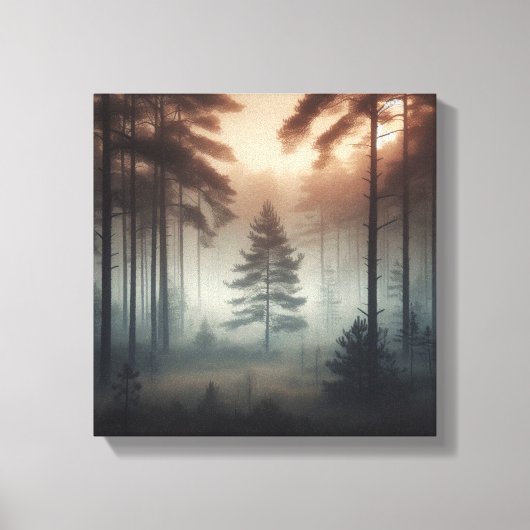 Misty Forest Landscape Wall Art, Tranquil Nature Canvas Afdruk (Voorkant)