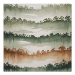 Misty Forest Layers - Waterverf landschap Perfect Poster