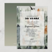 Misty Forest Masculine Invitations de fête d'anniv