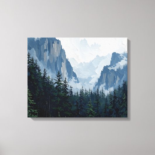 Misty Forest Mountains Wrapped Canvas | Natuur Lan (Voorkant)