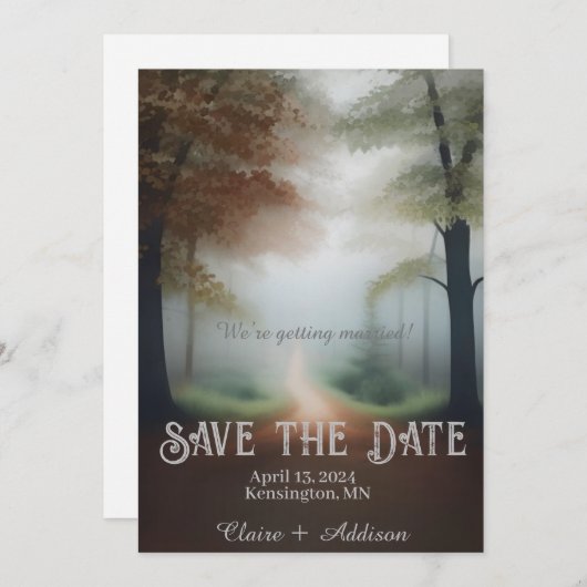 Misty Forest Save The Date (Voorkant / Achterkant)