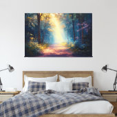 Misty Forest Trail als de dageraad breekt Canvas Afdruk (Insitu (Slaapkamer))