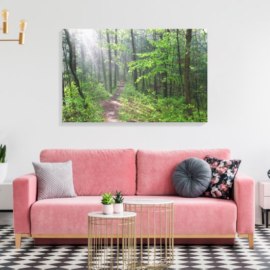 Misty Forest Trail bij Castle Mound Canvas Afdruk (Insitu (Woonkamer))