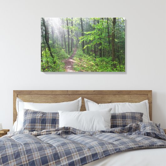 Misty Forest Trail bij Castle Mound Canvas Afdruk (Insitu (Slaapkamer))