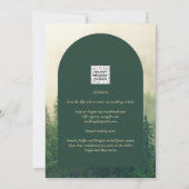 Misty Green Forest Pine Trees Wedding Kaart (Achterkant)