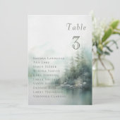 Misty green forest Wedding Table Seating Card Kaart (Staand voorkant)