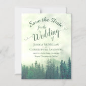 Misty Green Mountain Pines Bruiloft Save the Date Magnetische Uitnodiging (Voorkant)