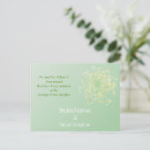 Misty Green Queen Anne's Lace Weddding Invitation Uitnodiging Briefkaart (Staand voorkant)