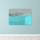 'Misty' Grey en Turquoise Abstract Art Print (Insitu (Houten vloer))