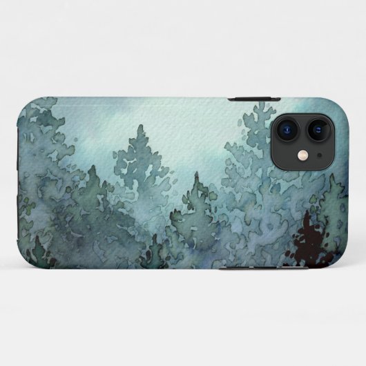 Misty Grey Waterverf Trees Case-Mate iPhone Case (Achterkant (horizontaal))