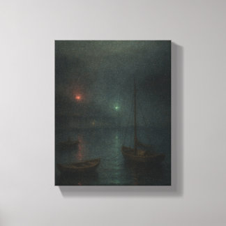 Misty Harbour Twilight - Impressionistisch Maritie Canvas Afdruk