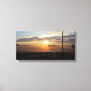 Misty Kentucky Horse Boerderij Sunrise Canvas Afdruk