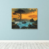 Misty Lake Canvas Afdruk (Insitu (Houten vloer))