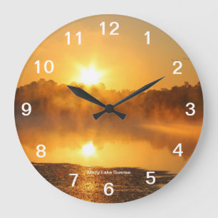 Misty Lake Sunrise wandklok Grote Klok
