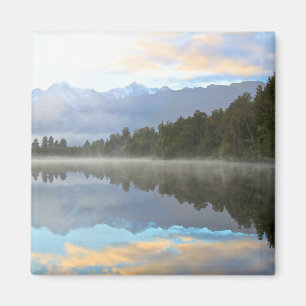 Misty Lake Trees Reflection Tranquil Natuur Foto Magneet