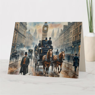 Misty London Street 1800s Verjaardag Kaart