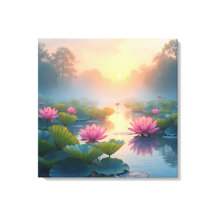 Misty Lotus Pond bij zonsopgang