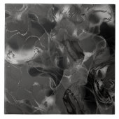 Misty Marble Abstract Pattern Dark B&W ID705a Tegeltje (Voorkant)