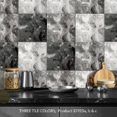 Misty Marble Abstract Pattern Dark B&W ID705a Tegeltje