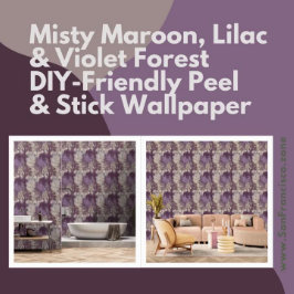 Misty Maroon, Lila & Violet Forest Peel en Stick Behang