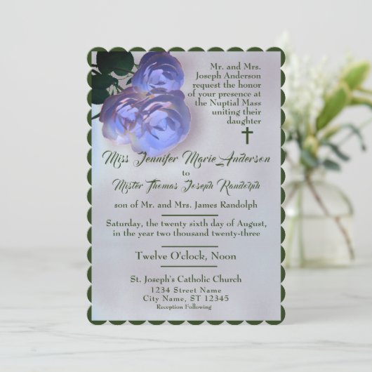 Misty Mauve et Green Faire-part de mariage (Debout devant)