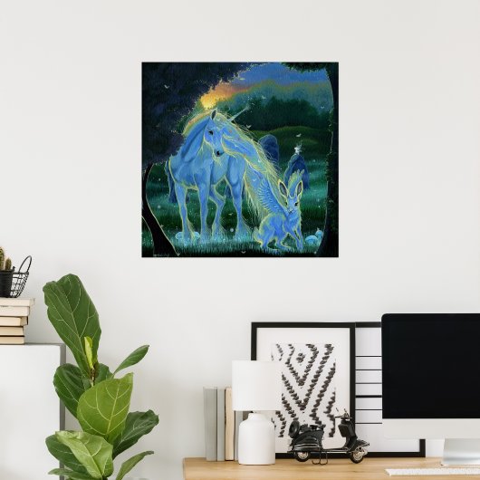 "Misty Midsummers Morning" Unicorn Canvas Print (Thuiskantoor)