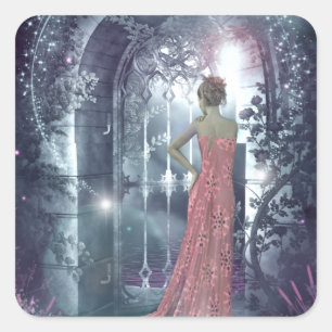 Misty moonlight night vierkante sticker